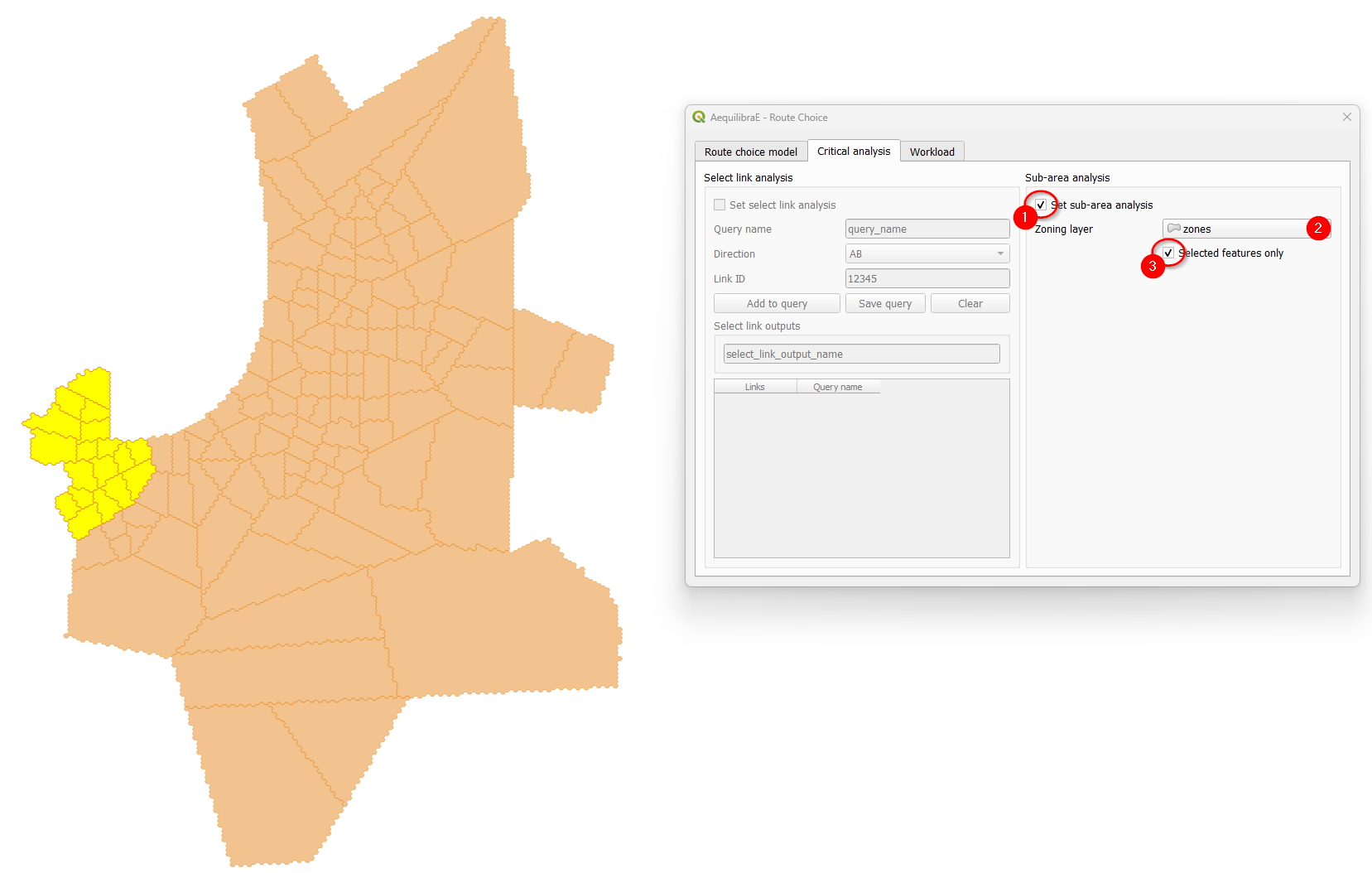 Basic route choice - sub-area selection