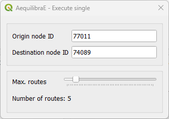 Basic route choice - execute single dialog - first OD pair