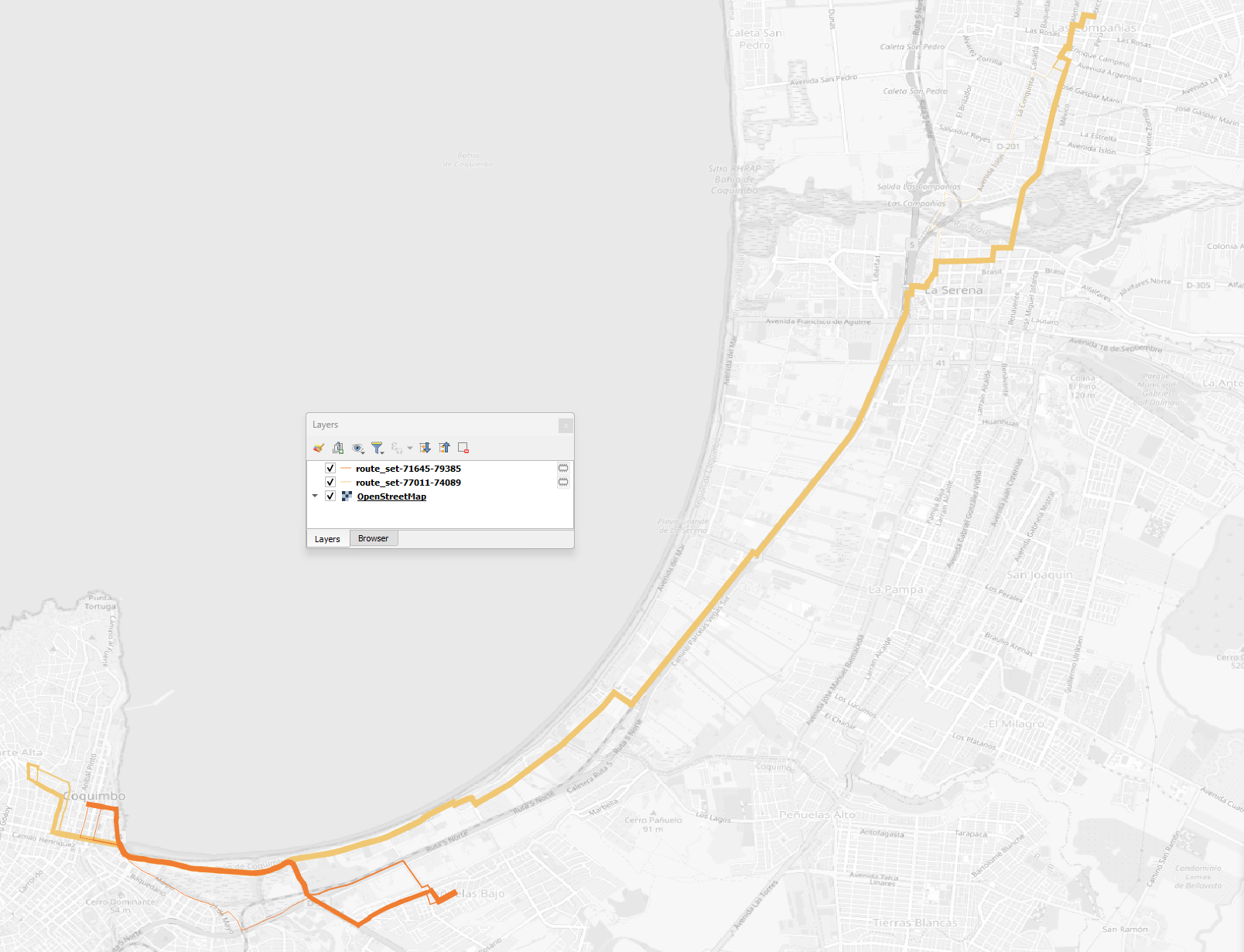 Basic route choice - map canvas