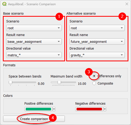 Configuring scenario comparison