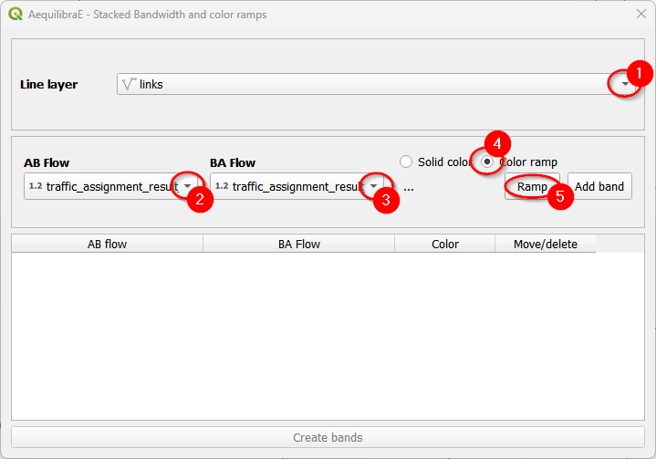Add stacked bandwidth with color ramp - set up